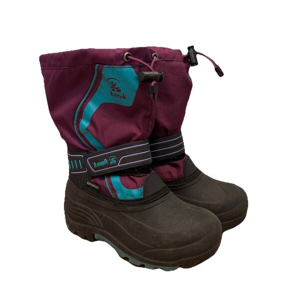 Kamik Big Girls 1 Snowcoast3 Snow Boots Winter Insulated Waterproof Purple Teal - Picture 1 of 9